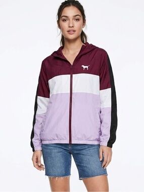 PINK Victoria’s Secret Colorblock Hooded Windbreaker Jacket - Size Medium/Large